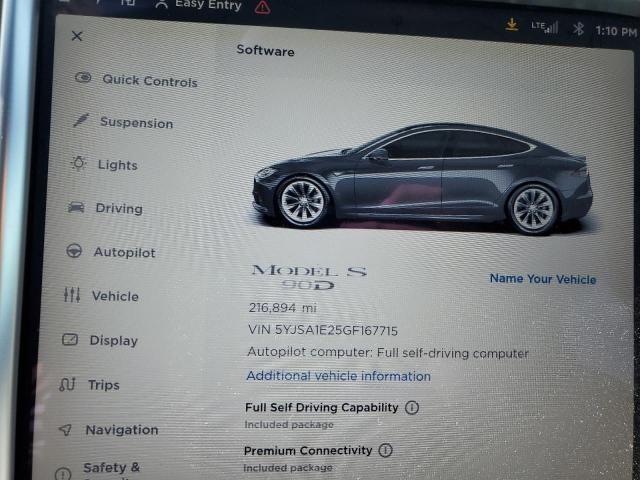 Photo 8 from auction – 2016 TESLA MODEL S with VIN 5YJSA1E25GF167715
