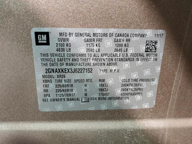 Photo 10 from auction – 2018 CHEVROLET EQUINOX LT with VIN 2GNAXKEX3J6227152
