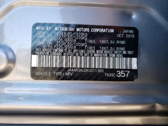 Photo 10 from auction – 2019 MITSUBISHI OUTLANDER with VIN JA4AR3AU2KU011360