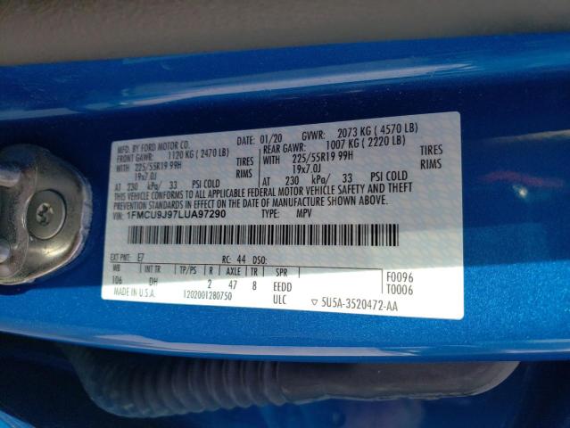 Photo 10 from auction – 2020 FORD ESCAPE TIT with VIN 1FMCU9J97LUA97290