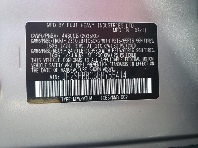 Photo 10 from auction – 2011 SUBARU FORESTER 2 with VIN JF2SHBBC5BH755414