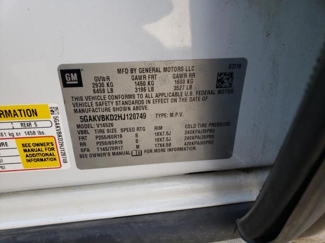 Photo 10 from auction – 2017 BUICK ENCLAVE with VIN 5GAKVBKD2HJ120749