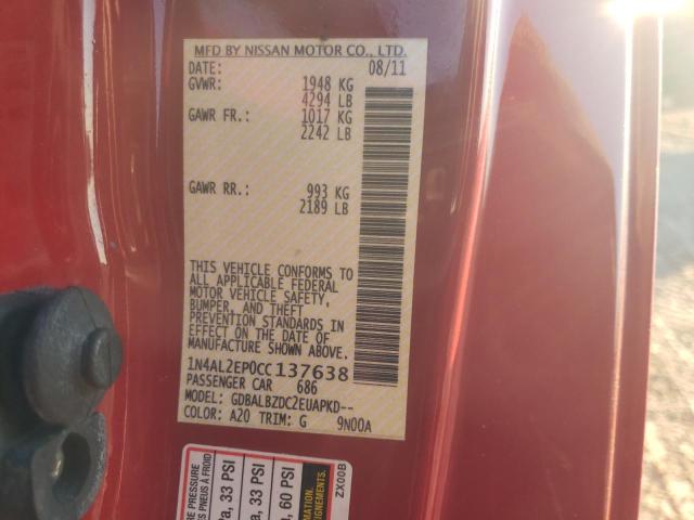 Photo 10 from auction – 2012 NISSAN ALTIMA S with VIN 1N4AL2EP0CC137638
