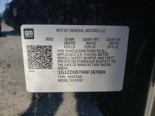 Photo 10 from auction – 2022 CHEVROLET MALIBU LT with VIN 1G1ZD5ST6NF167699