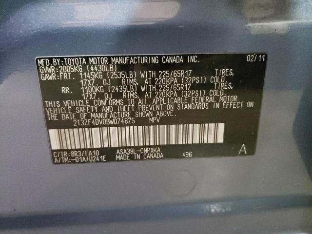 Photo 10 from auction – 2011 TOYOTA RAV4 with VIN 2T3ZF4DV0BW074875