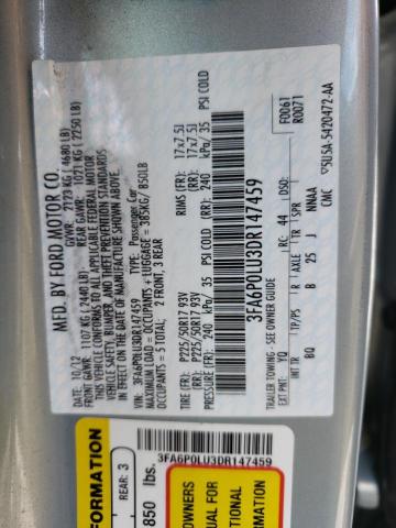 Photo 10 from auction – 2013 FORD FUSION SE with VIN 3FA6P0LU3DR147459