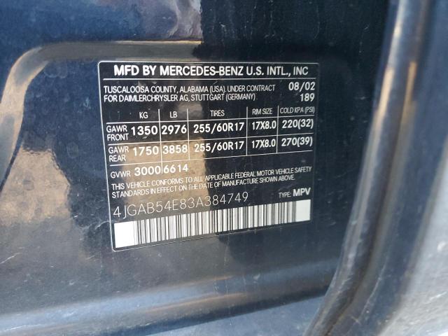 Photo 10 from auction – 2003 MERCEDES-BENZ ML 320 with VIN 4JGAB54E83A384749