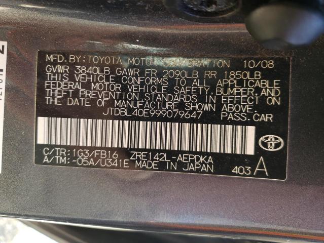 Photo 10 from auction – 2009 TOYOTA COROLLA LE with VIN JTDBL40E999079647