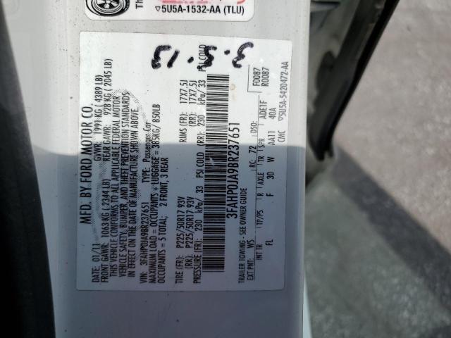 Photo 10 from auction – 2011 FORD FUSION SEL with VIN 3FAHP0JA9BR237651