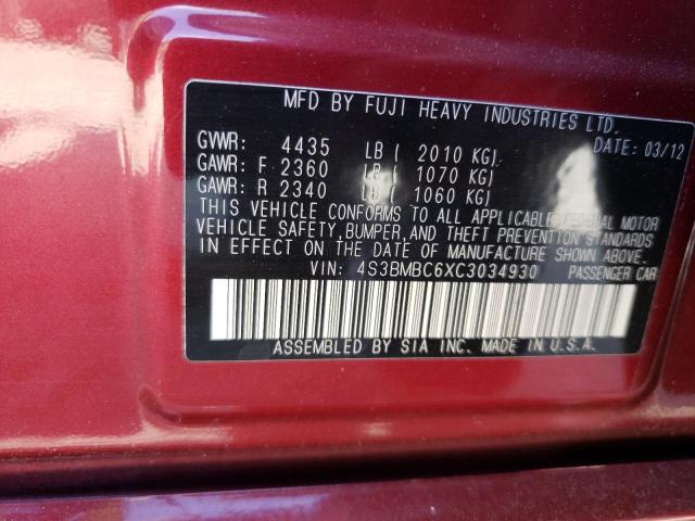 صورة رقم 10 من المزاد - 2012 SUBARU LEGACY 2.5 مع VIN 4S3BMBC6XC3034930