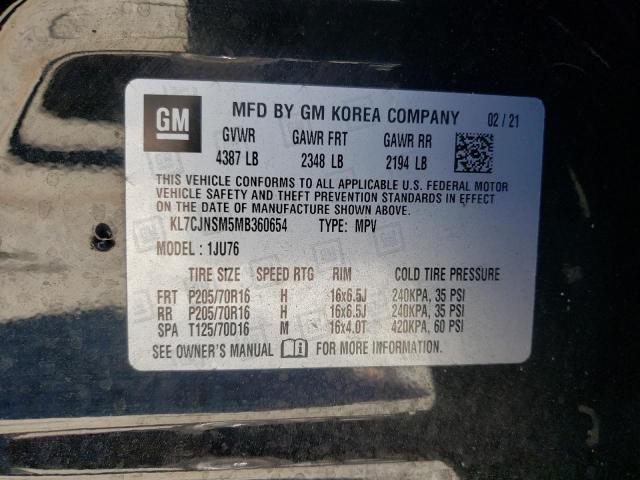 Photo 10 from auction – 2021 CHEVROLET TRAX LS with VIN KL7CJNSM5MB360654