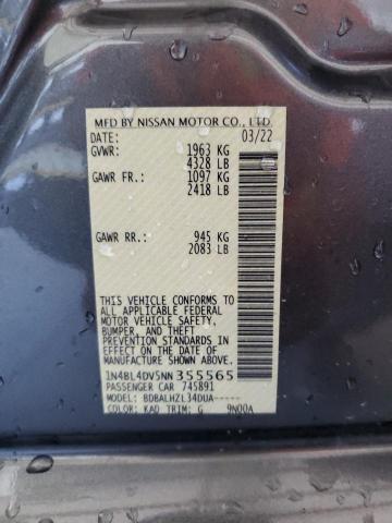 Photo 10 from auction – 2022 NISSAN ALTIMA SV with VIN 1N4BL4DV5NN355565