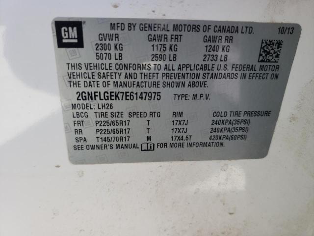 Photo 10 from auction – 2014 CHEVROLET EQUINOX LT with VIN 2GNFLGEK7E6147975