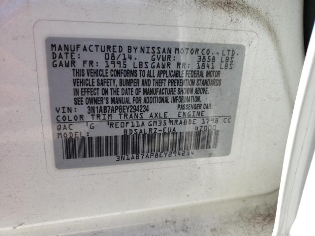 Photo 10 from auction – 2014 NISSAN SENTRA with VIN 3N1AB7AP8EY294234