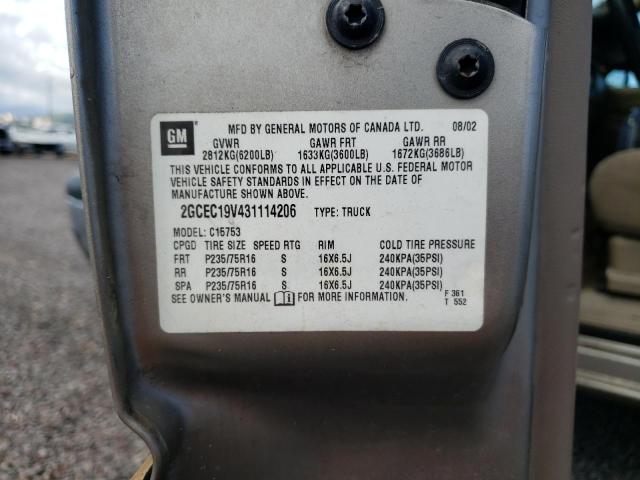 Photo 10 from auction – 2003 CHEVROLET SILVERADO with VIN 2GCEC19V431114206