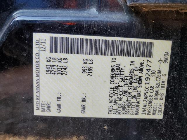Photo 10 from auction – 2012 NISSAN ALTIMA BAS with VIN 1N4AL2AP5CC192477
