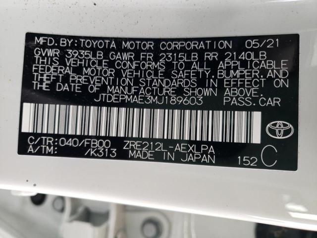 Photo 10 from auction – 2021 TOYOTA COROLLA LE with VIN JTDEPMAE3MJ189603