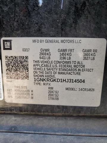 Photo 10 from auction – 2017 CHEVROLET TRAVERSE L with VIN 1GNKRGKD1HJ314504