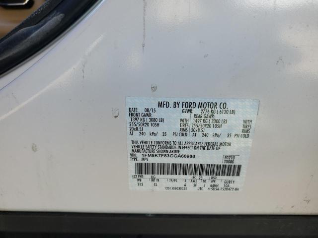 Photo 10 from auction – 2016 FORD EXPLORER L with VIN 1FM5K7F83GGA68988