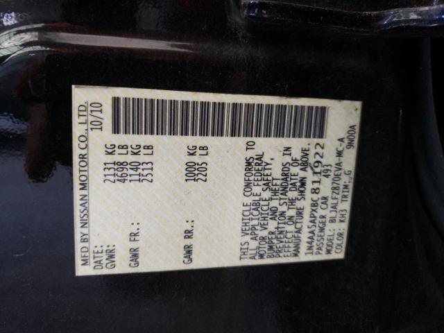 Photo 10 from auction – 2011 NISSAN MAXIMA S with VIN 1N4AA5APXBC811922