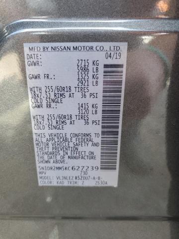 Photo 10 from auction – 2019 NISSAN PATHFINDER with VIN 5N1DR2MM5KC627239