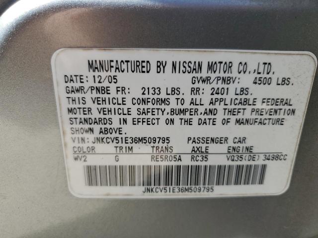 Photo 10 from auction – 2006 INFINITI G35 with VIN JNKCV51E36M509795
