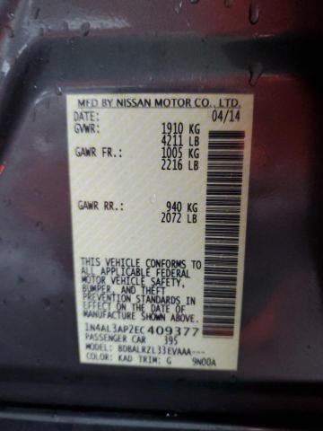 Photo 10 from auction – 2014 NISSAN ALTIMA 2.5 with VIN 1N4AL3AP2EC409377