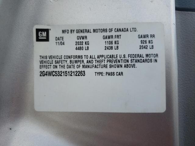 Photo 10 from auction – 2005 BUICK LACROSSE C with VIN 2G4WC532151212263
