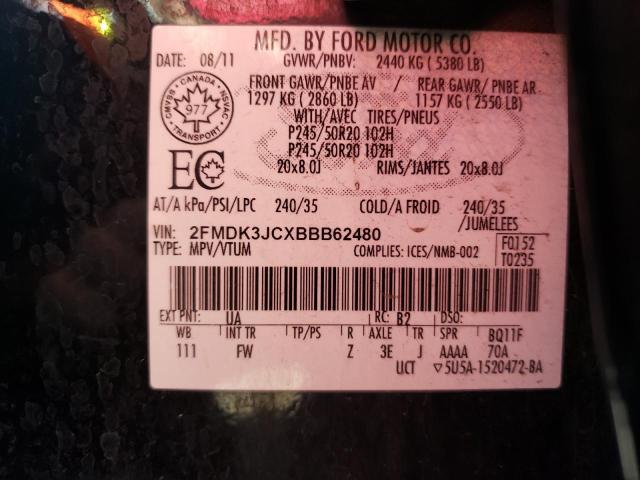 Photo 10 from auction – 2011 FORD EDGE SEL with VIN 2FMDK3JCXBBB62480