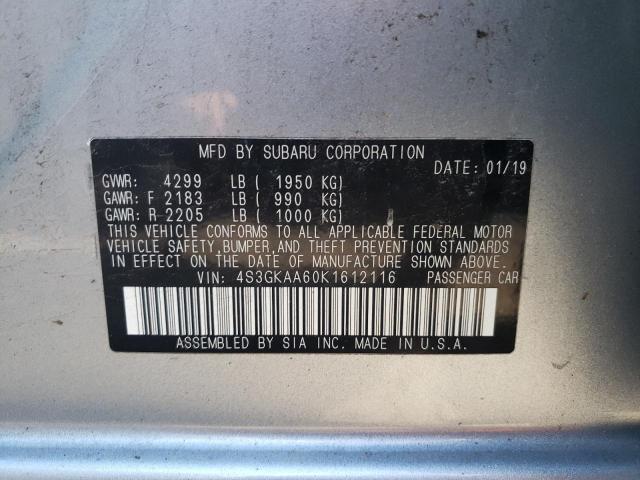 Photo 10 from auction – 2019 SUBARU IMPREZA with VIN 4S3GKAA60K1612116