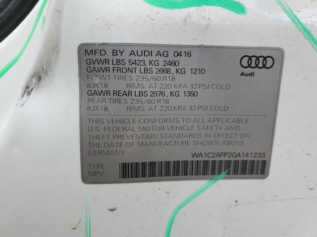 Photo 10 from auction – 2016 AUDI Q5 PREMIUM with VIN WA1C2AFP2GA141233