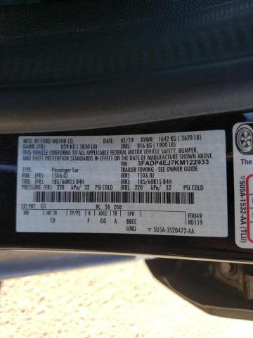 Photo 10 from auction – 2019 FORD FIESTA SE with VIN 3FADP4EJ7KM122933