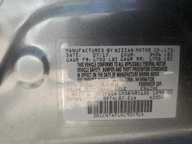 Photo 10 from auction – 2017 NISSAN VERSA S with VIN 3N1CN7AP1HL904914