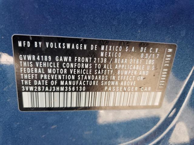 Photo 10 from auction – 2017 VOLKSWAGEN JETTA S with VIN 3VW2B7AJ3HM356130