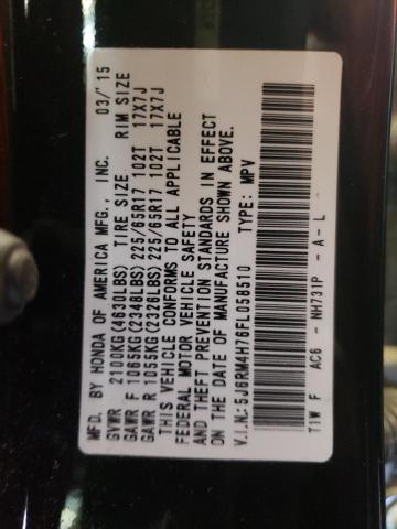 Photo 10 from auction – 2015 HONDA CR-V EXL with VIN 5J6RM4H76FL058510