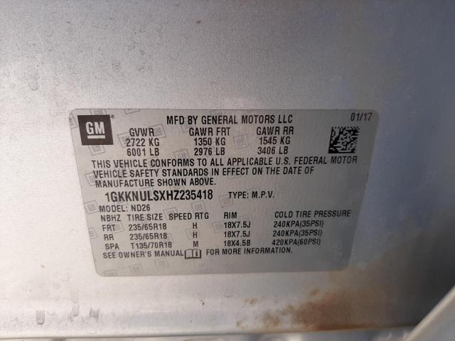 Photo 10 from auction – 2017 GMC ACADIA SLT with VIN 1GKKNULSXHZ235418