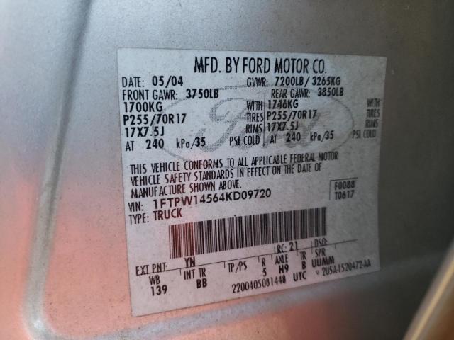 Photo 10 from auction – 2004 FORD F150 SUPER with VIN 1FTPW14564KD09720