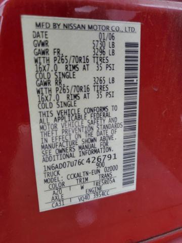 Photo 10 from auction – 2006 NISSAN FRONTIER C with VIN 1N6AD07U76C426791