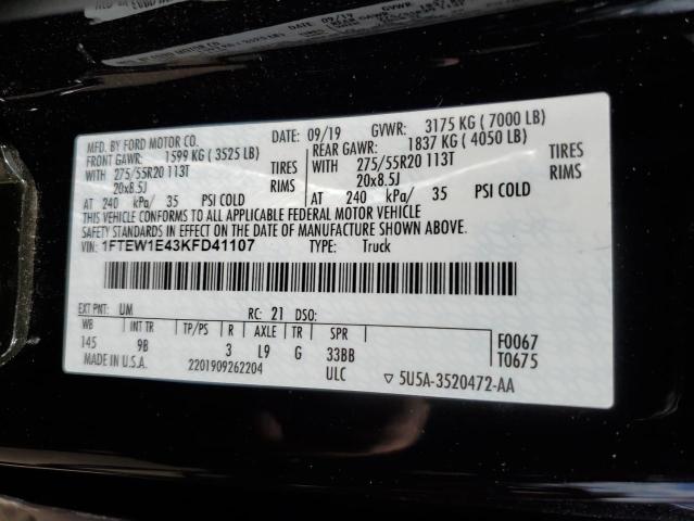 Photo 10 from auction – 2019 FORD F150 SUPER with VIN 1FTEW1E43KFD41107
