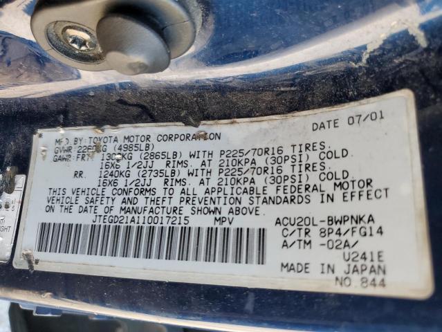 Photo 10 from auction – 2001 TOYOTA HIGHLANDER with VIN JTEGD21A110017215