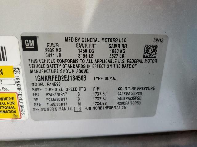 Photo 10 from auction – 2014 CHEVROLET TRAVERSE L with VIN 1GNKRFED2EJ184508