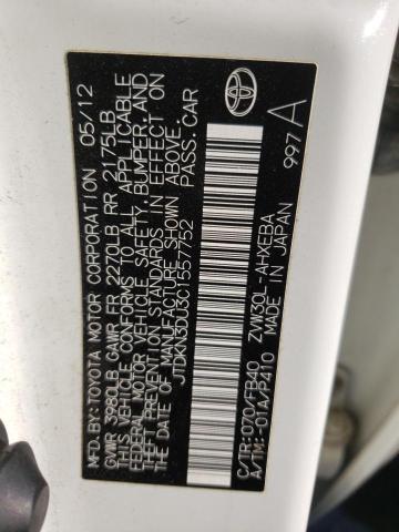 Photo 10 from auction – 2012 TOYOTA PRIUS with VIN JTDKN3DU3C1557752