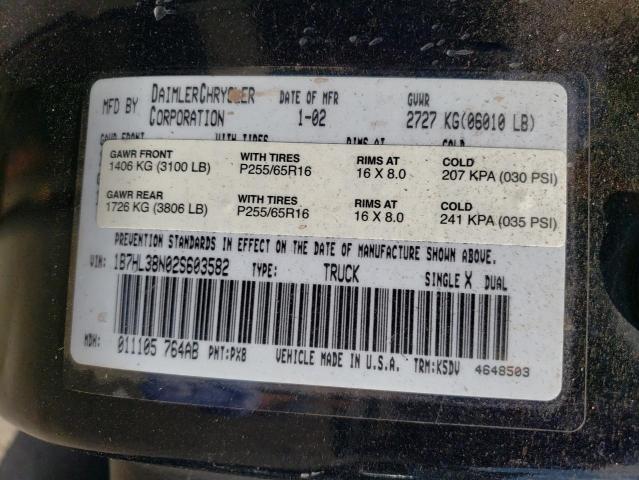 Photo 10 from auction – 2002 DODGE DAKOTA QUA with VIN 1B7HL38N02S603582