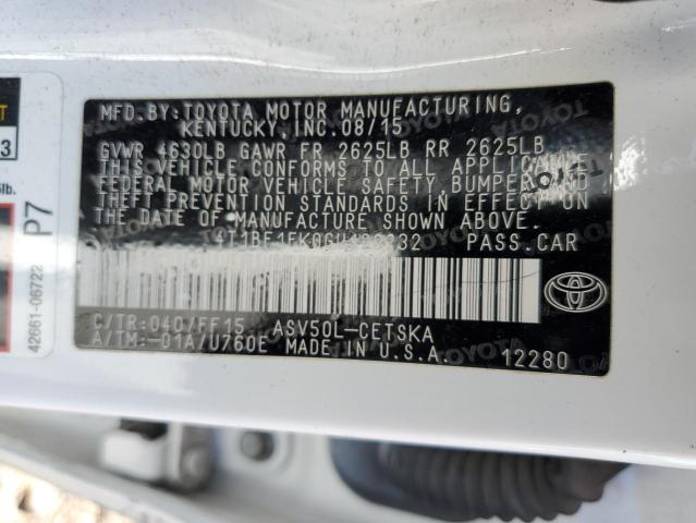 Photo 10 from auction – 2016 TOYOTA CAMRY LE with VIN 4T1BF1FK0GU129232