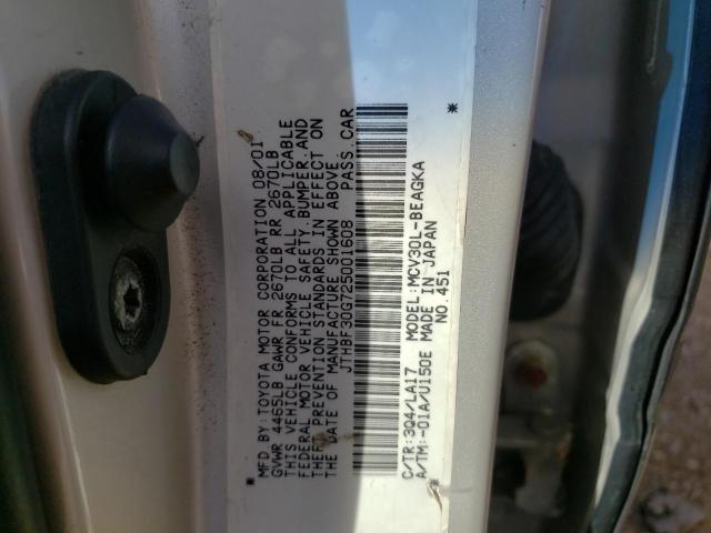 Photo 10 from auction – 2002 LEXUS ES 300 with VIN JTHBF30G725001608