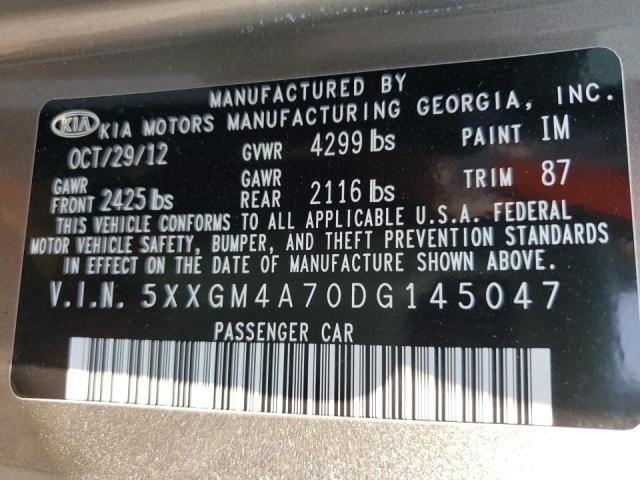 Photo 10 from auction – 2013 KIA OPTIMA LX with VIN 5XXGM4A70DG145047