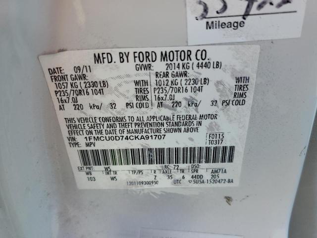 Photo 10 from auction – 2012 FORD ESCAPE XLT with VIN 1FMCU0D74CKA91707