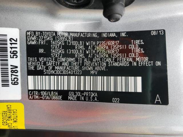Photo 10 from auction – 2013 TOYOTA SIENNA XLE with VIN 5TDYK3DC3DS401323