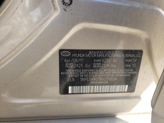 Photo 10 from auction – 2011 HYUNDAI SONATA GLS with VIN 5NPEB4AC1BH279934