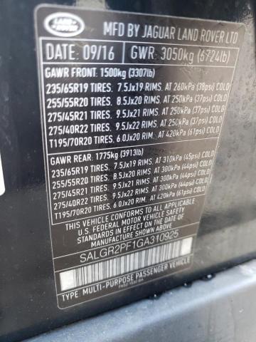 Photo 10 from auction – 2016 LAND ROVER RANGE ROVE with VIN SALGR2PF1GA310925